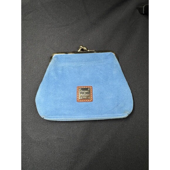 Dooney & Bourke Sky Blue Suede Hobo Bag Logo Lock Key Fob Coin Purse - Picture 13 of 16